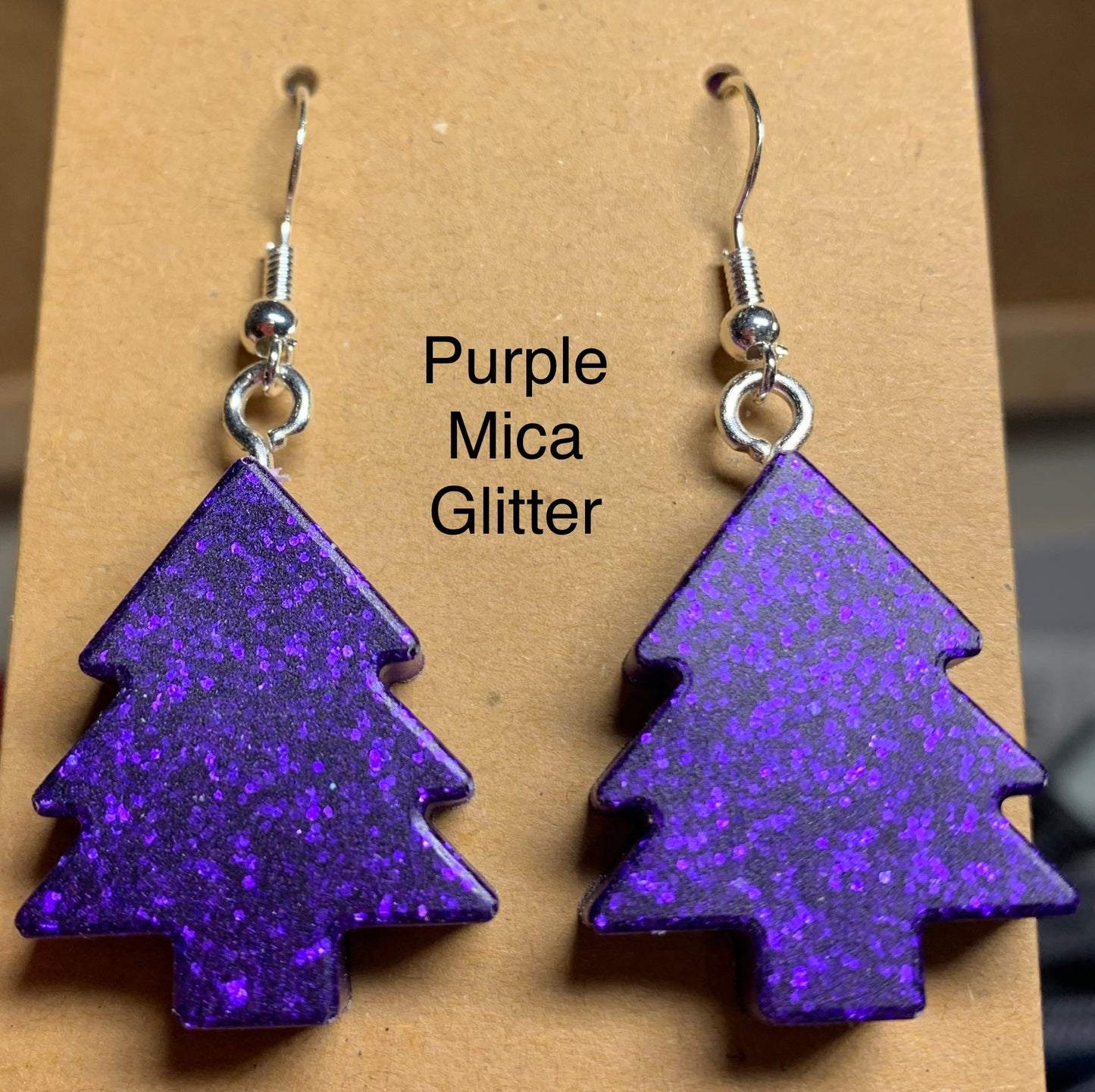 Handmade Colourful Resin Christmas Tree Earrings
