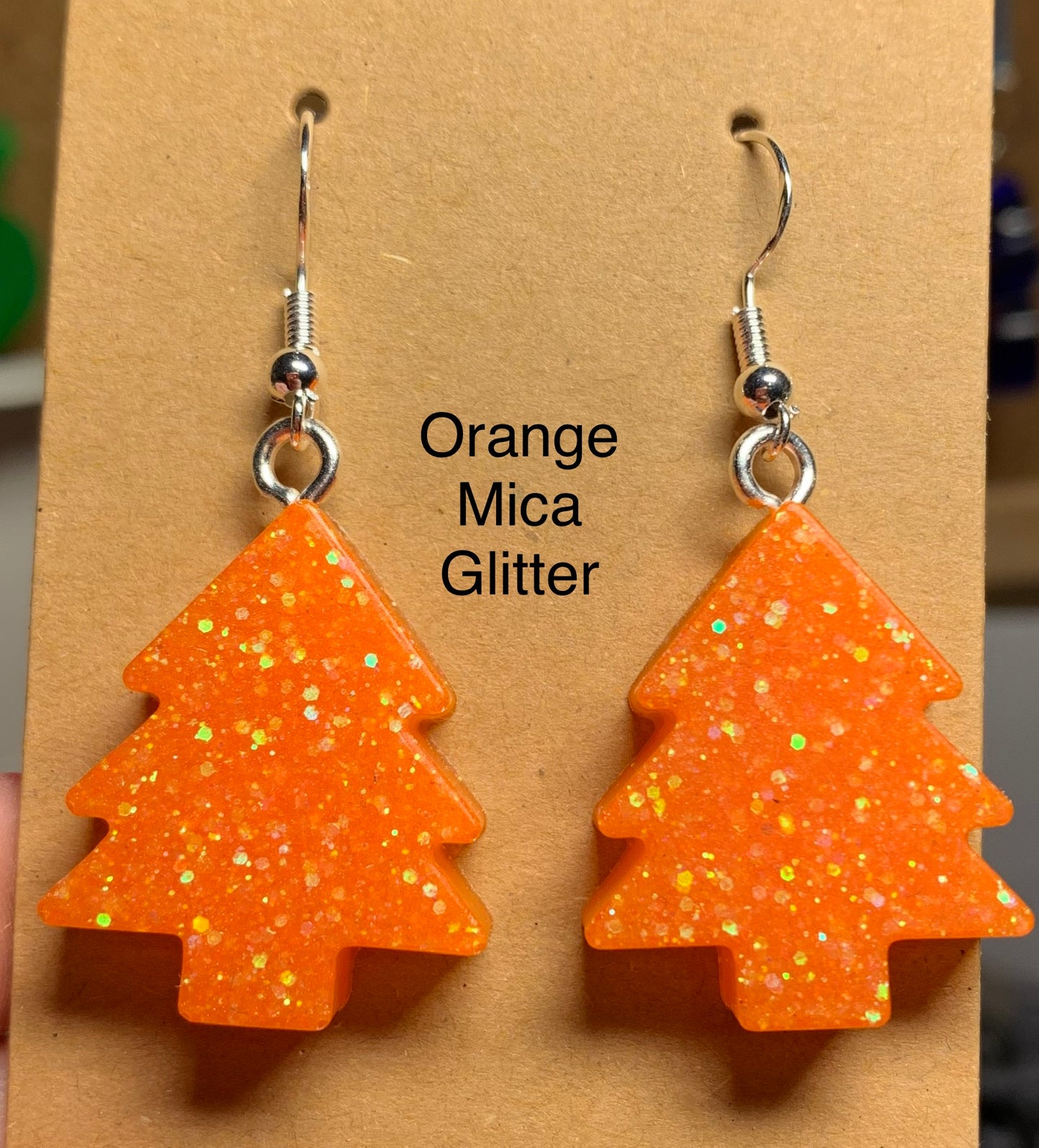 Handmade Colourful Resin Christmas Tree Earrings