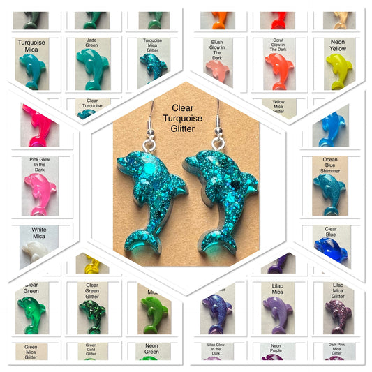 Handmade Colourful Resin Dolphin Earrings