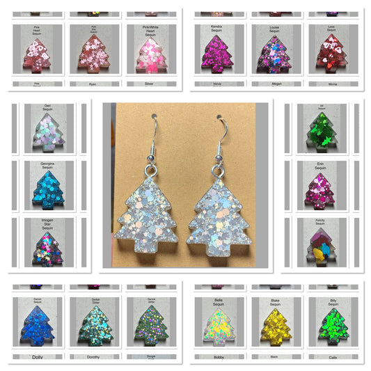 Handmade Colourful Resin Christmas Tree Earrings