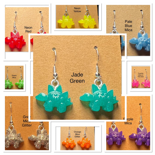Handmade Colourful Resin Stegosaurus Earrings
