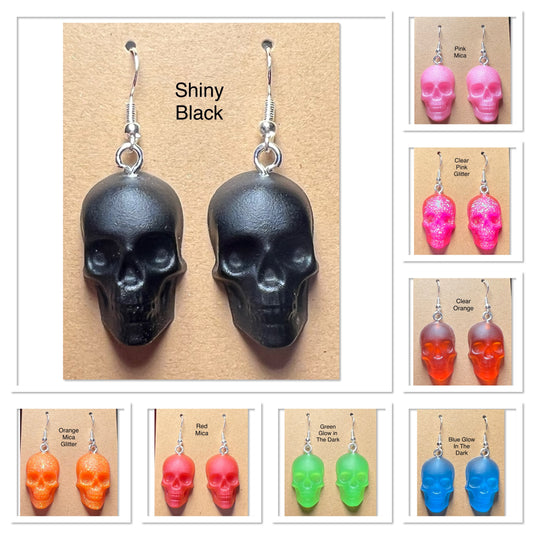 Handmade Colourful Resin Skull Earrings